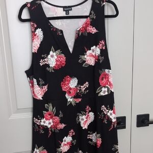 Torrid Black Floral Dress with Pink and White Accents